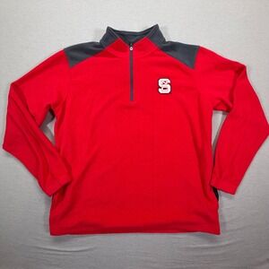 Knights Apparel NC State Pullover Mens Large Good Red Grey Fleece Quarter‎ Zip
